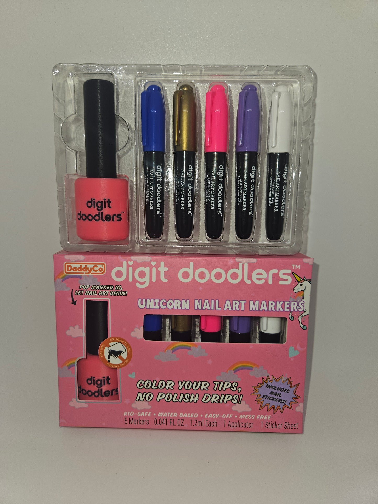 Digit Doodlers Unicorn Edition - Parent Friendly Kid Safe Nail Art Markers