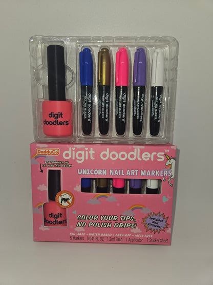 Digit Doodlers Unicorn Edition - Parent Friendly Kid Safe Nail Art Markers