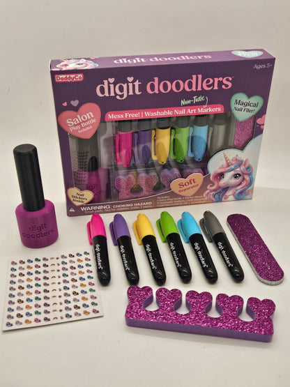 Digit Doodlers - Parent Friendly Kid Safe Nail Art Markers - Unicorn Edition