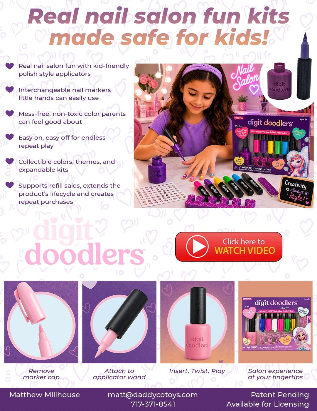 Digit Doodlers - Parent Friendly Kid Safe Nail Art Markers - Mermaid Edition