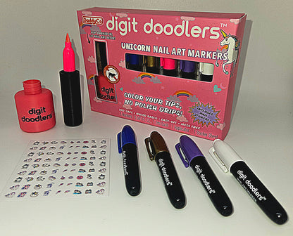 Digit Doodlers Unicorn Edition - Parent Friendly Kid Safe Nail Art Markers