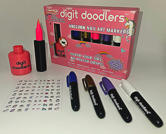 Digit Doodlers Unicorn Edition - Parent Friendly Kid Safe Nail Art Markers